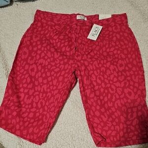 The Children's Place Pink Red Leopard-Print Girl's Flat Front Shorts